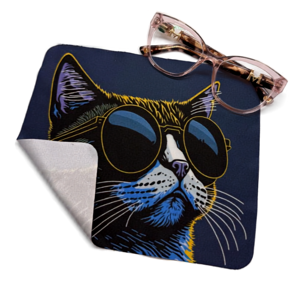 Paño Limpiador de Microfibra Diseño Gato con Gafas