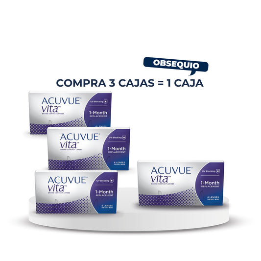 Promoción de paga 3 lleva 4 en lentes de contacto de reemplazo mensual, para miopía e hipermetropía