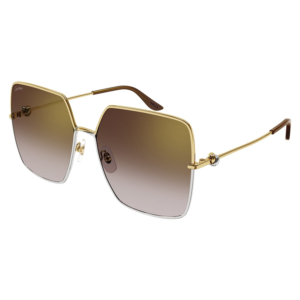 Gafas de Sol para Mujer Cartier Ct0361S-002 Gold Brown 61 002 - metálicas color Dorado