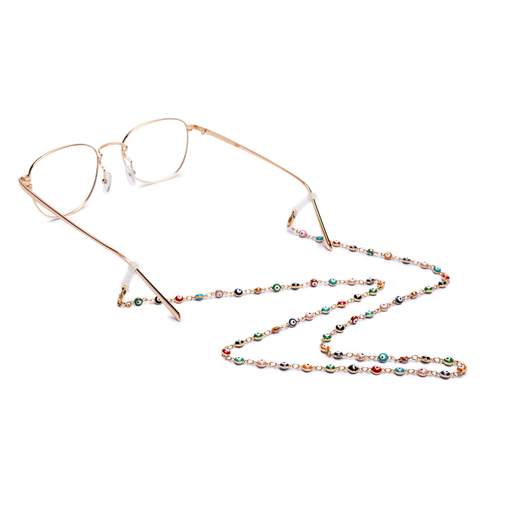 Cadena para gafas, dorada, ojos turcos.