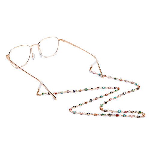 Cadena para gafas, dorada, ojos turcos.