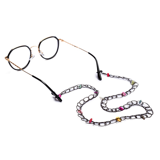 Cadena para gafas negra con detalles de colores