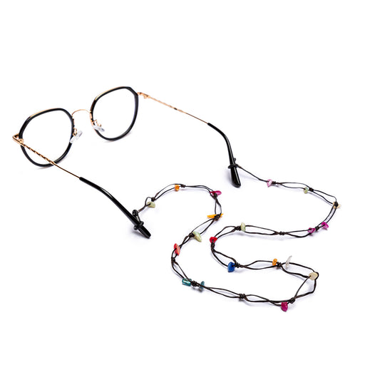 Cadena para gafas color Negro con piedras de colores.