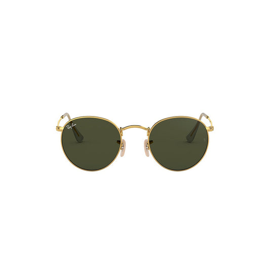 Gafas de Sol para Hombre Ray-Ban 3447, Montura circular Aro completo - Metálicas de color dorado, con lente verde.