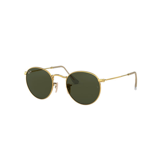 Gafas de Sol para Hombre Ray-Ban 3447, Montura circular Aro completo - Metálicas de color dorado, con lente verde.