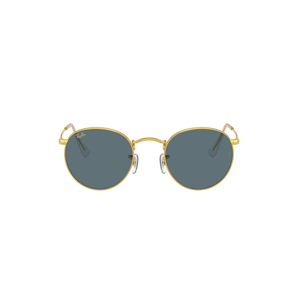 Gafas de Sol para Hombre Ray-Ban 3447, Montura circular Aro completo - Metálicas de color dorado, con lente azul.