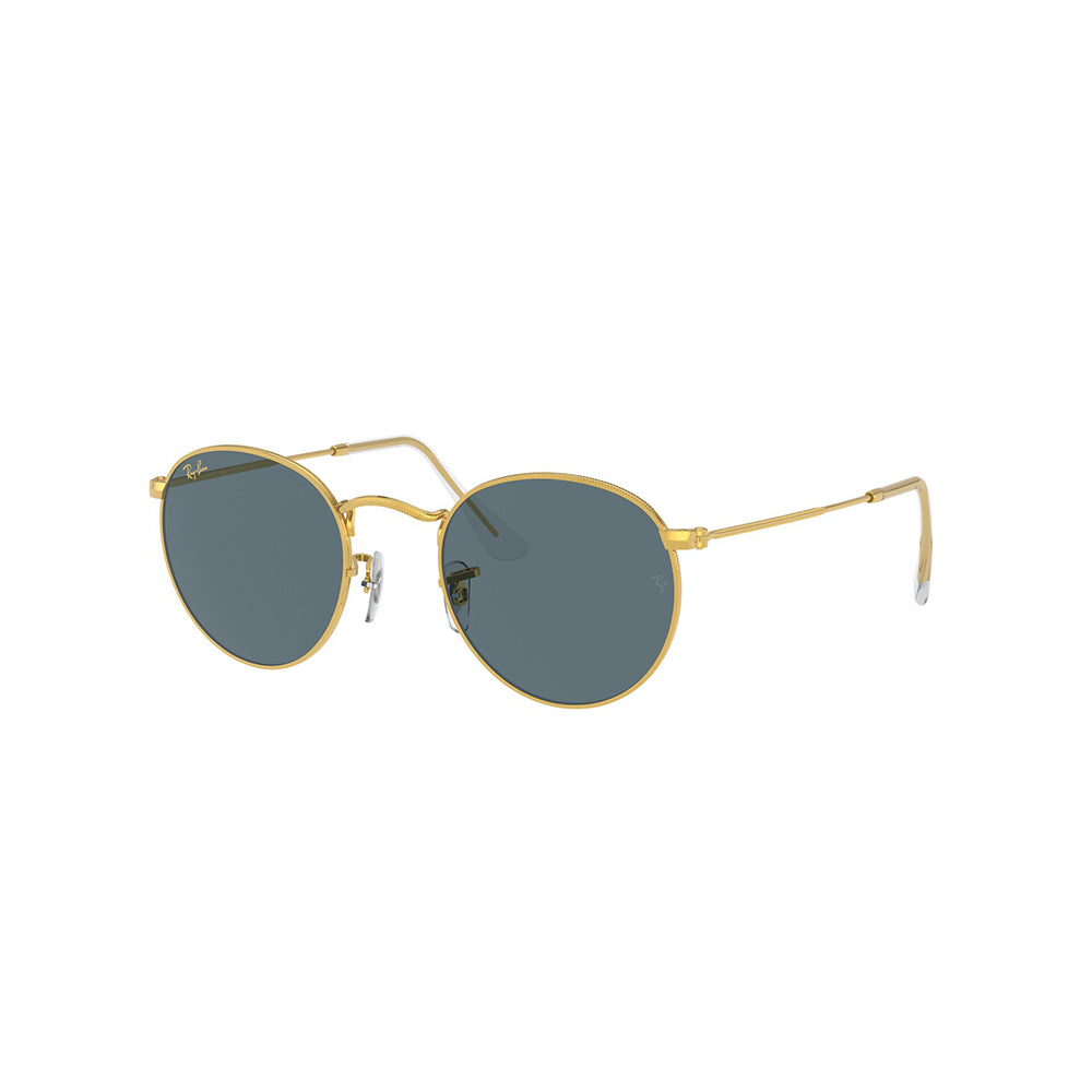 Gafas de Sol para Hombre Ray-Ban 3447, Montura circular Aro completo - Metálicas de color dorado, con lente azul.