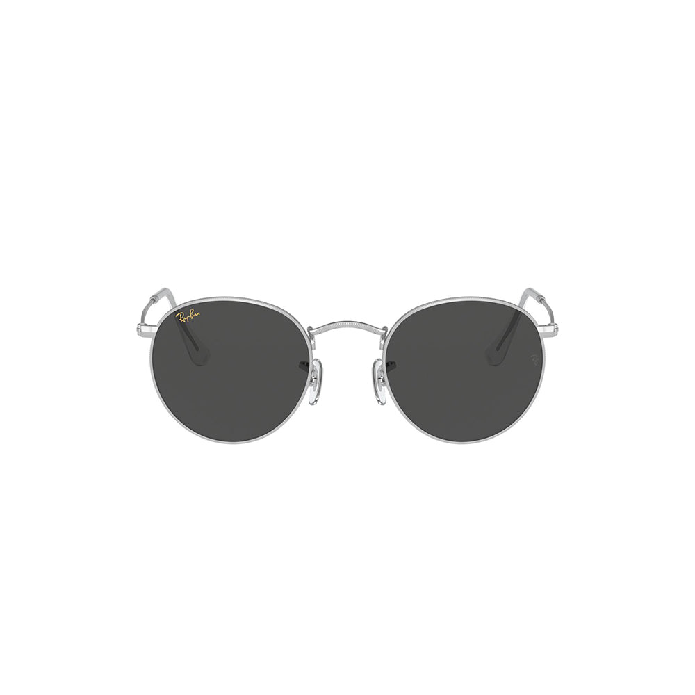 Gafas de Sol para Hombre Ray-Ban 3447, Montura circular Aro completo - Metálicas de color plateado, con lente gris.