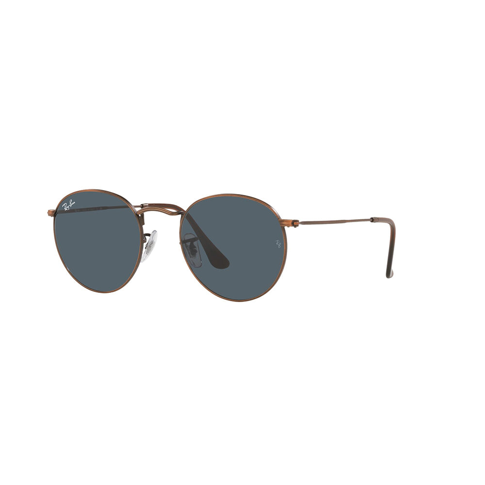 Gafas de Sol para Hombre Ray-Ban 3447, montura circular Aro completo - Metálicas de color bronce, con lente azul.