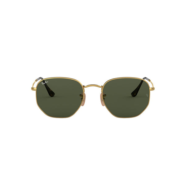 Gafas De Sol Ray-Ban 3548N para hombre y mujer, metálicas, aro completo, forma de ojo irregular, de color verde y dorado.