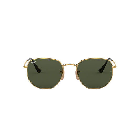 Gafas De Sol Ray-Ban 3548N para hombre y mujer, metálicas, aro completo, forma de ojo irregular, de color verde y dorado.