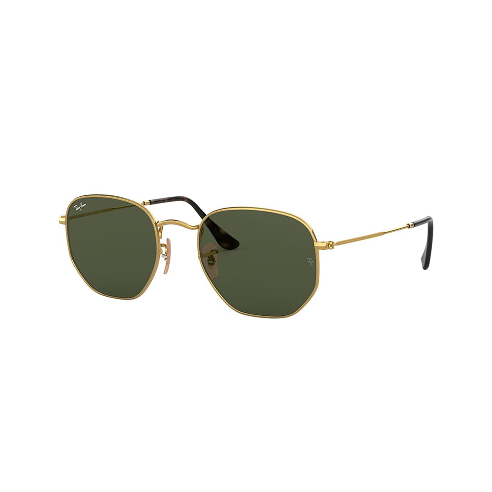 Gafas De Sol Ray-Ban 3548N para hombre y mujer, metálicas, aro completo, forma de ojo irregular, de color verde y dorado.