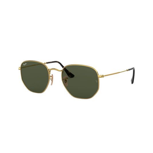 Gafas De Sol Ray-Ban 3548N para hombre y mujer, metálicas, aro completo, forma de ojo irregular, de color verde y dorado.