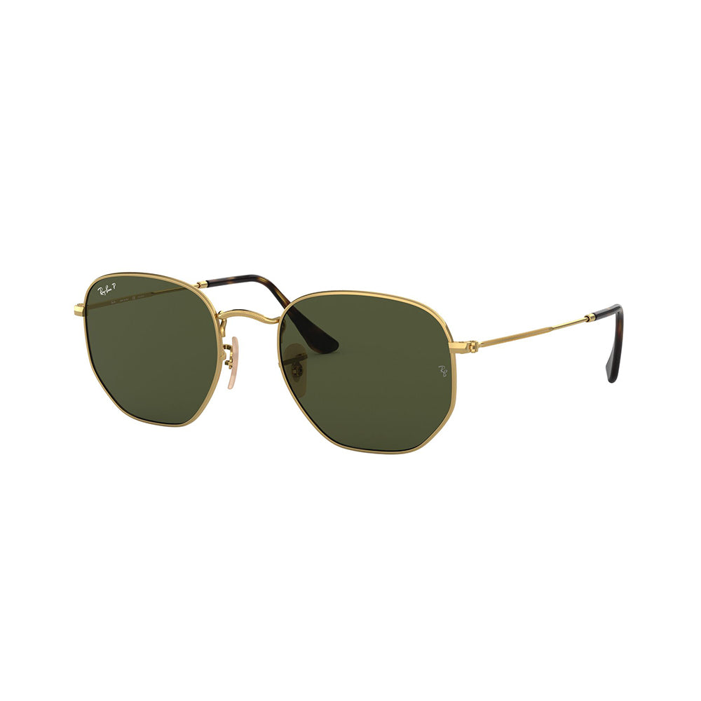Gafas De Sol Ray-Ban 3548N para hombre y mujer, metálicas, aro completo, forma de ojo irregular, de color dorado, con lente verde.