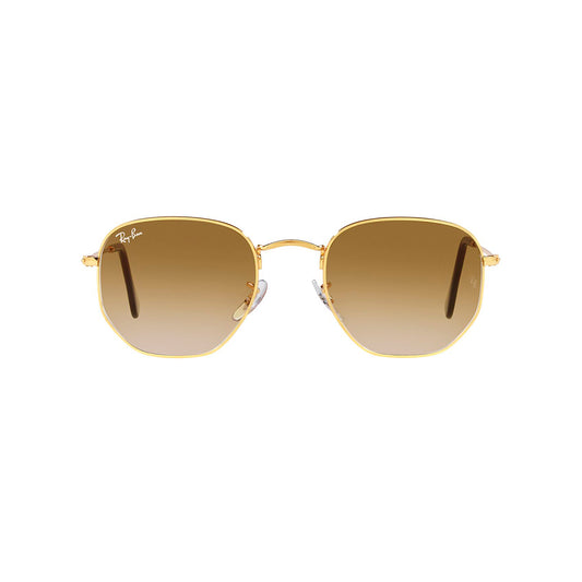 Gafas De Sol Ray-Ban 3548N para hombre y mujer, metálicas, aro completo, forma de ojo irregular, de color dorado, con lente café.