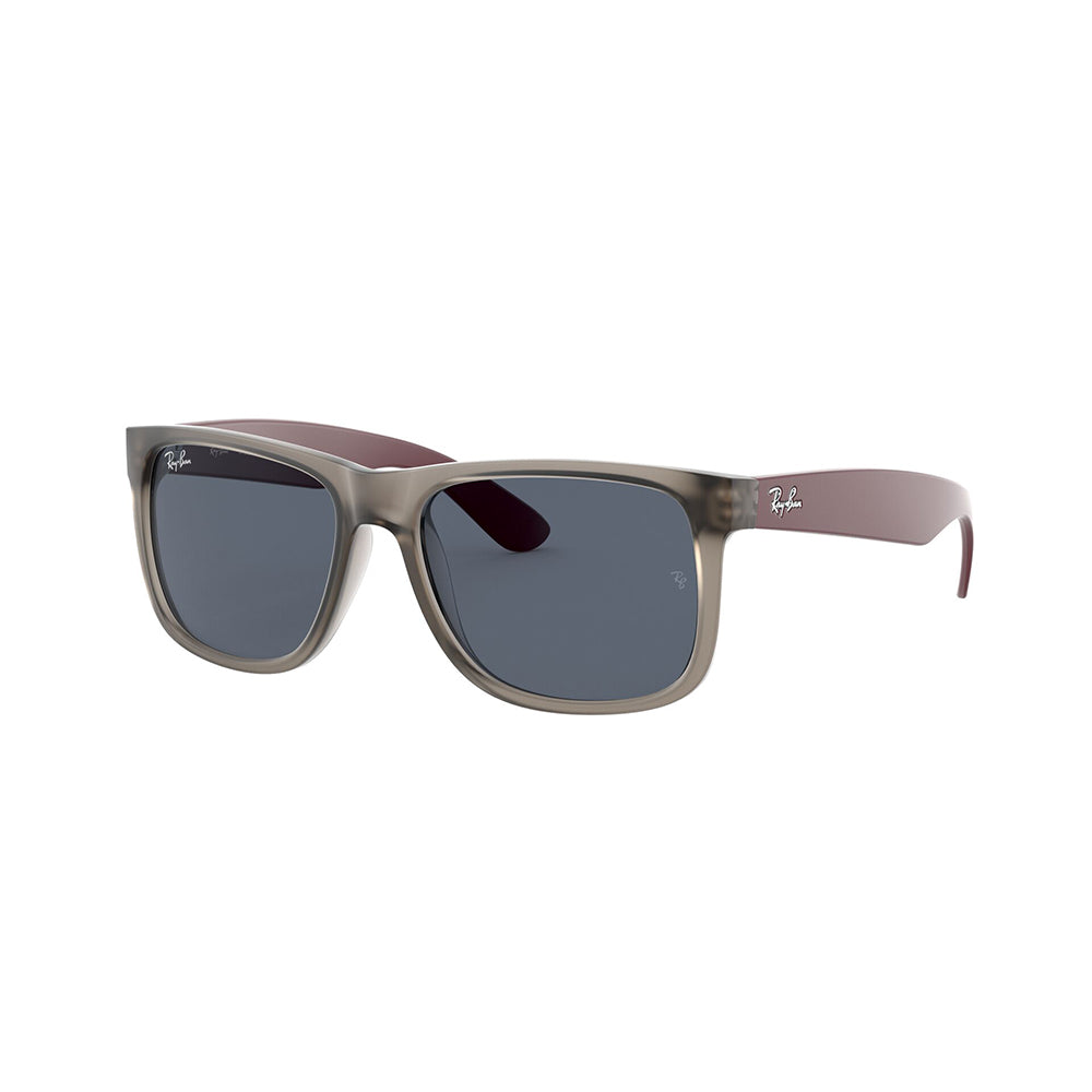 Gafas De Sol Ray-Ban 4165 para mujer y hombre, en acetato, tipo de montura aro completo, de color gris, con lente azul.