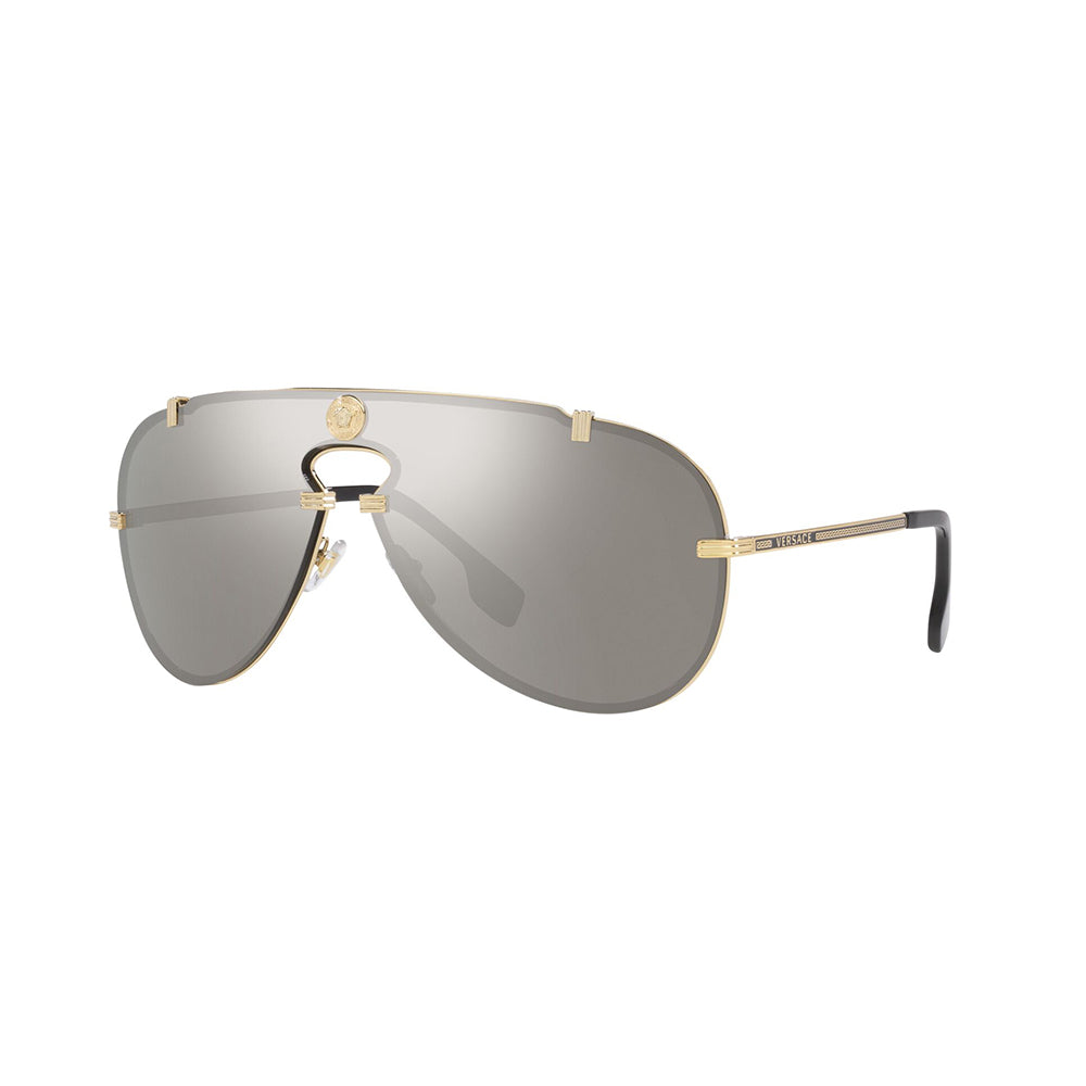 Gafas de Sol para Hombre Versace 2243 - Metálicas, Aro completo, Color Dorado, Lente Gris.