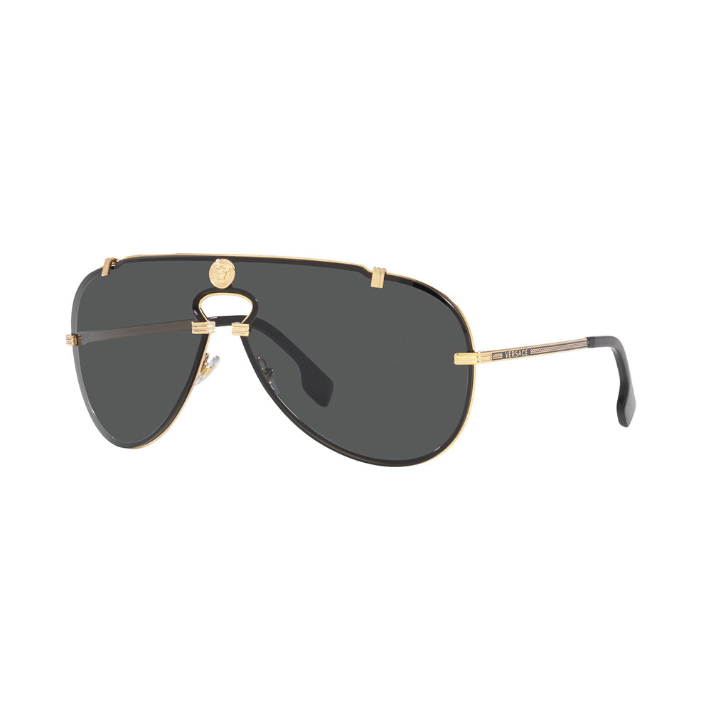 Gafas de Sol para Hombre Versace 2243 - Metálicas, Aro completo, Color Dorado, Lente Negro.