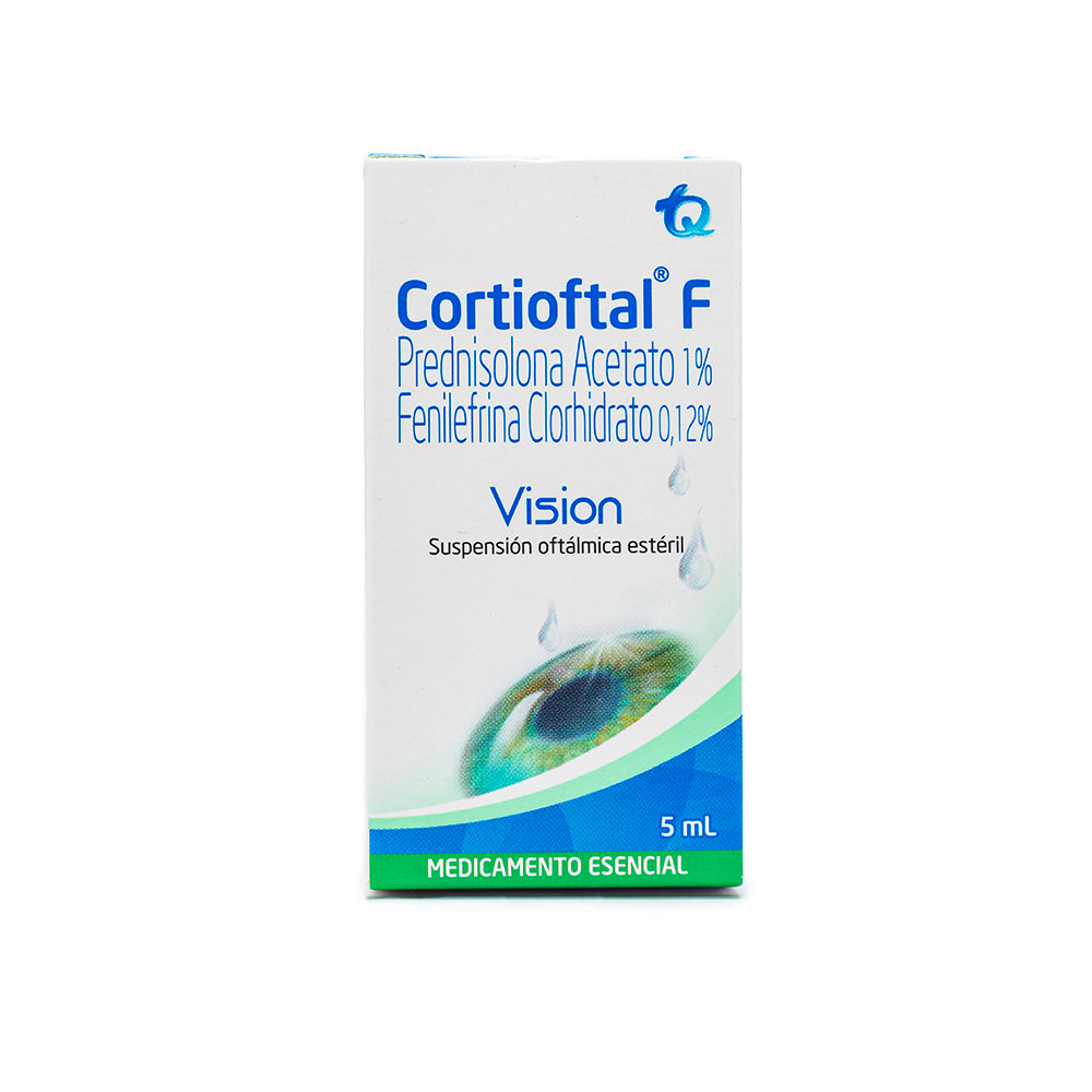 Suspensión Oftálmica Estéril, Prednisolona Acetato 1% y Fenilefrina Clorhidrato, gotero 5ML.
