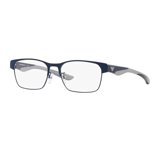 Gafas de Vista, Emporio Armani 1141 para hombre, en material metálico, en forma rectangular, de color azul con gris.