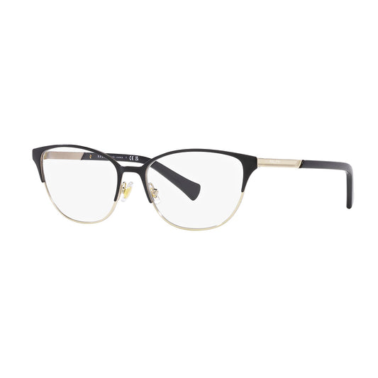 Gafas De Vista Ralph 6055 para mujer, metálica, forma de la montura cat eye aro completo, de color negro con dorado.