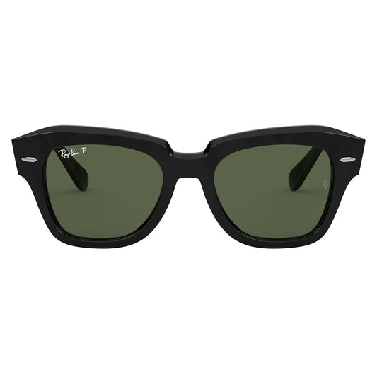 Gafas de Sol para Mujer Ray-Ban 2186 - En acetato, montura de aro completo, de color negro con lente verde.