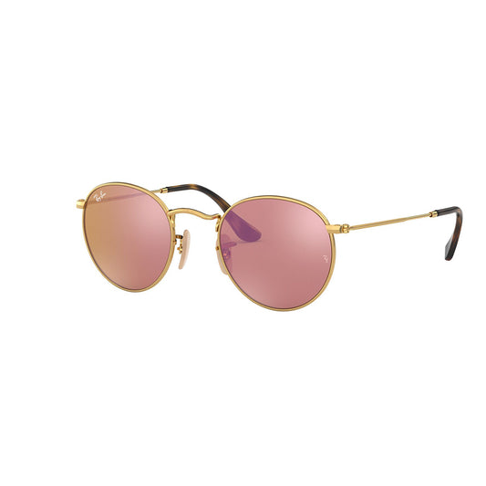 Gafas de Sol para Hombre Ray-Ban 3447, Montura circular Aro completo - Metálicas  de color dorado, con lente rosado.