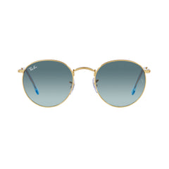 Gafas de Sol para Hombre Ray-Ban 3447, Montura circular Aro completo - Metálicas  de color dorado, con lente azul.