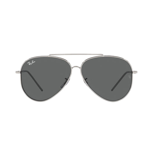 Gafas de Sol para Hombre Ray-Ban R0101S Aviator Reverse 003/GR - Metálicas color Plateado lente Negro.