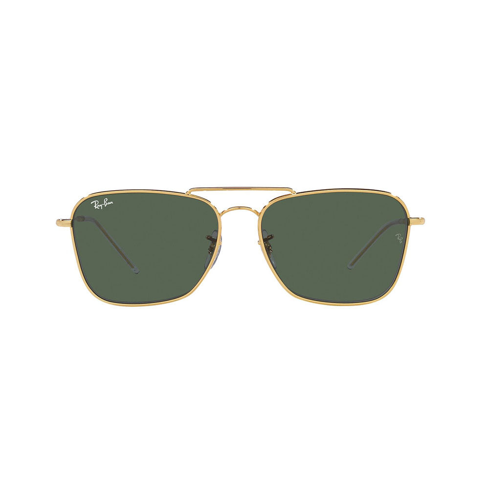 Gafas de Sol para Hombre y Mujer Ray-Ban Reverse 0102S - Metálicas, Aro completo, color dorado, lente verde.