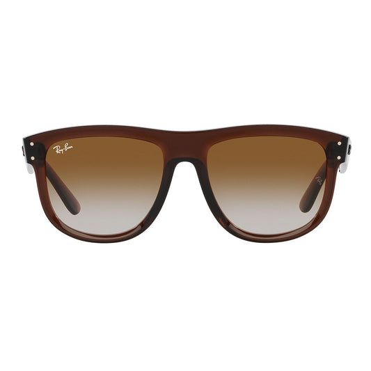 Gafas de Sol, Ray-Ban R0501S para hombre, en acetato, cuadradas, de color café, con lente café degradado.