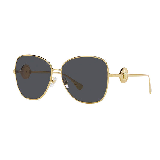 Gafas de Sol, Versace 2256 para mujer, metálicas, con forma de mariposa, de color dorado con lente negro.