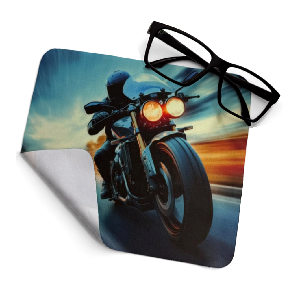 Paño Limpiador de Microfibra Diseño Motocicleta en Acción
