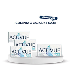 Lentes ACUVUE Oasys, multifocal .Por la compra de 3 cajas de lentes de contactos ACUVUE Oasys lleva 4 cajas