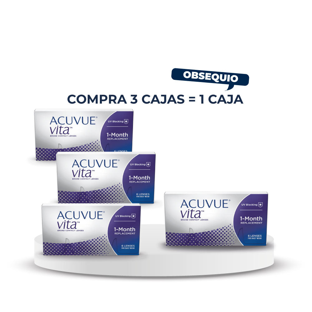 Promoción de paga 3 lleva 4 en lentes de contacto de reemplazo mensual, para miopía e hipermetropía