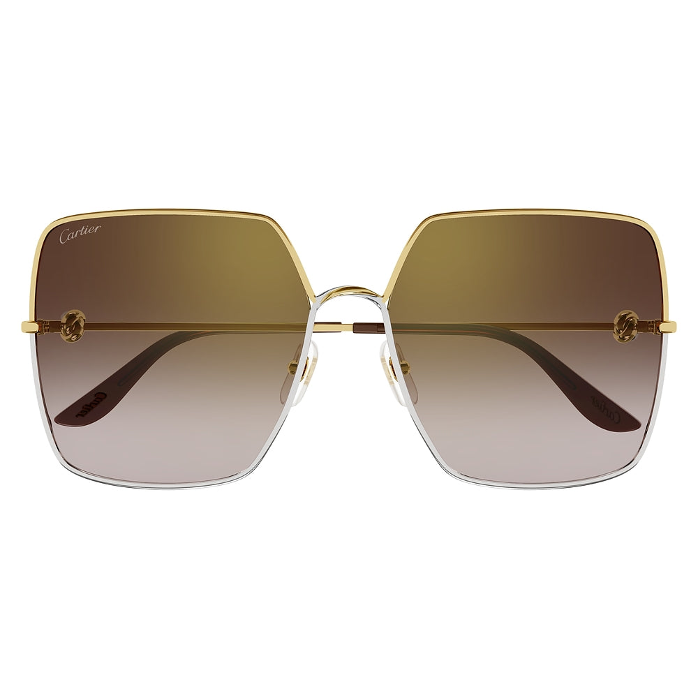 Gafas de Sol para Mujer Cartier Ct0361S-002 Gold Brown 61 002 - metálicas color Dorado