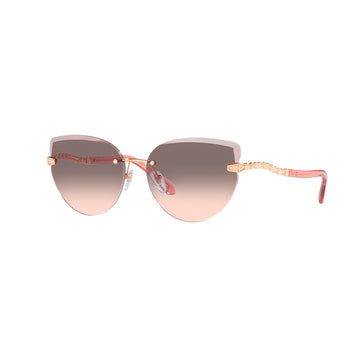 Gafas de sol Bvlgari 6172B, para mujer, metálicas, de forma agatada, de color oro rosa, con lente degradado color gris y rosado.