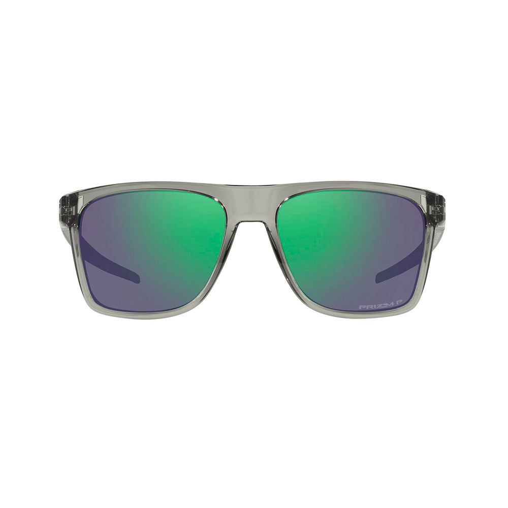 Gafas de Sol Oakley 9100, para hombre, en inyectada, de forma rectangular aro completo, de color gris, con lente Prizm morado y verde.