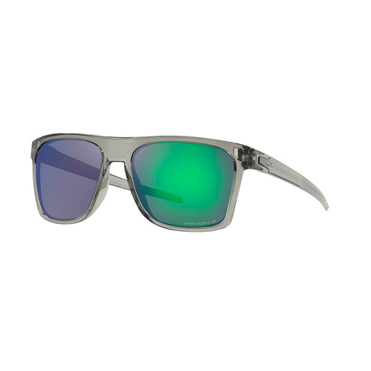 Gafas de Sol Oakley 9100, para hombre, en inyectada, de forma rectangular aro completo, de color gris, con lente Prizm morado y verde.