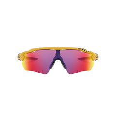 Gafas de Sol Oakley 9208, para hombre, en inyectada, de forma rectangular semi-completa, de color amarillo y azul, con lente Prizm multicolor.