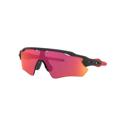 Gafas de Sol Oakley 9208, para hombre, en inyectada, de forma rectangular semi-completa, de color negro y rojo, con lente Prizm rojo.