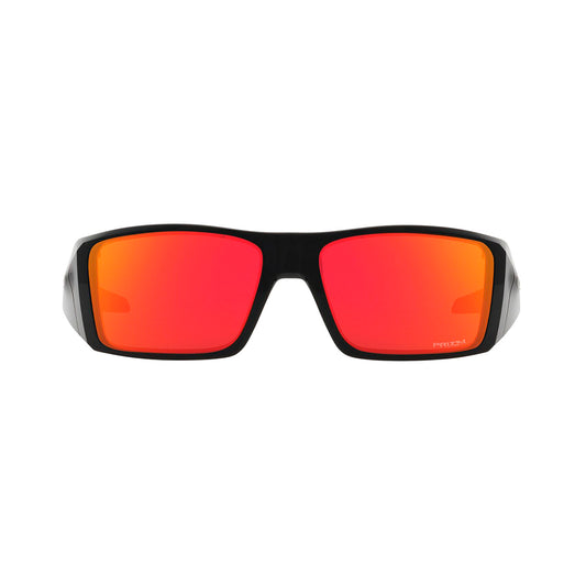 Gafas de Sol para Hombre Oakley 9231- Inyectada, forma rectangular, de color negro, con naranja/rojo.