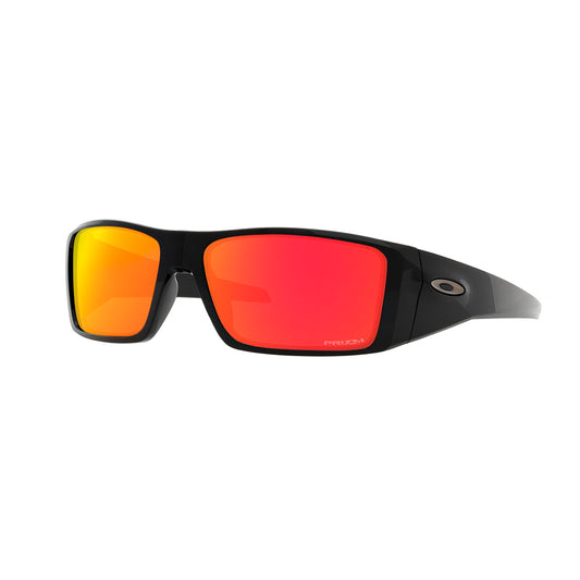 Gafas de Sol para Hombre Oakley 9231- Inyectada, forma rectangular, de color negro, con naranja/rojo.