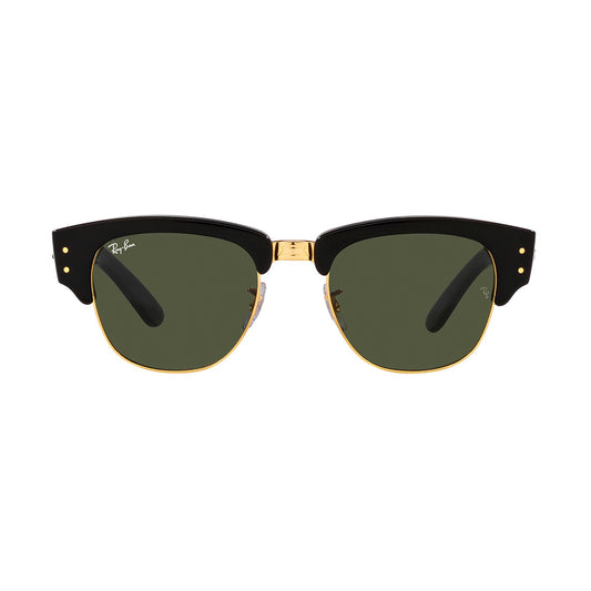 Gafas De Sol Ray-Ban 0316S, unisex, en acetato, forma de la montura cuadrada, en color negro y dorado con lente de color verde.