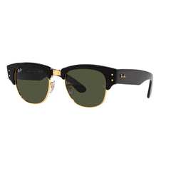 Gafas De Sol Ray-Ban 0316S, unisex, en acetato, forma de la montura cuadrada, en color negro y dorado con lente de color verde.