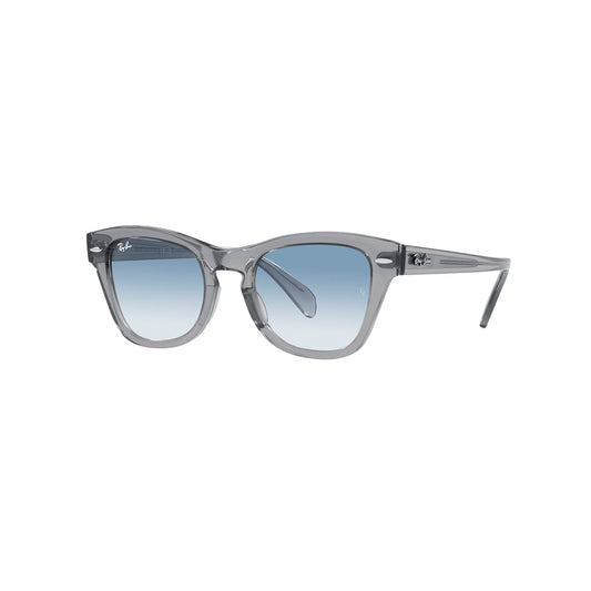 Gafas De Sol Ray-Ban 0707S unisex , en acetato, con montura de color gris y lente color azul.