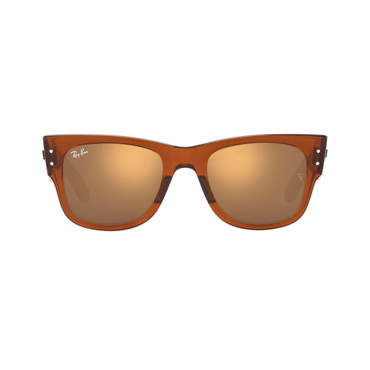 Gafas De Sol Ray-Ban 0840S unisex, en acetato, con montura de aro completo de color havana y café, con lente dorado.