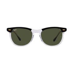 Gafas de Sol para Hombre y Mujer Ray-Ban 2398 - En acetato, Aro completo, de color negro y transparente, con lente verde.