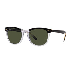 Gafas de Sol para Hombre y Mujer Ray-Ban 2398 - En acetato, Aro completo, de color negro y transparente, con lente verde.