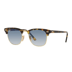 Gafas De Sol Ray-Ban 3016, unisex, en acetato, aro completo, en forma redonda, de color havana amarillo, con lente azul.